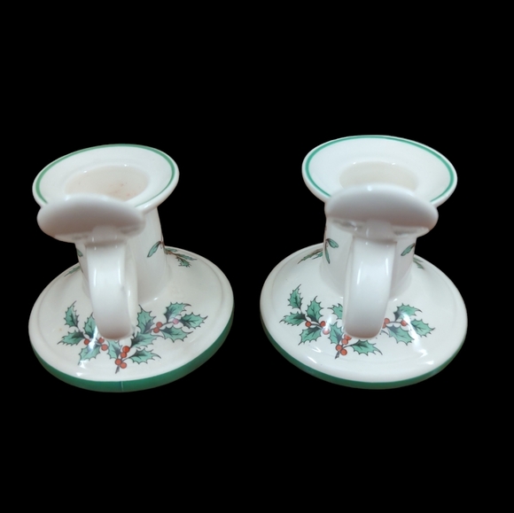 Set of 2 Spode England ChristmasTree Candle Holders - Picture 2 of 4